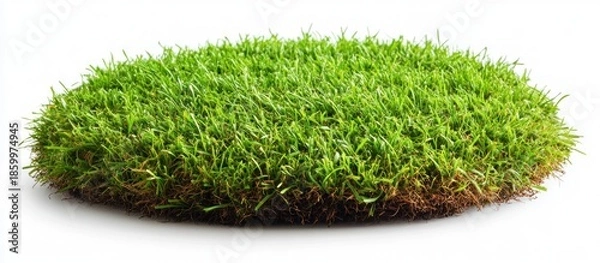 Obraz Lush green grass patch isolated, white background, landscaping
