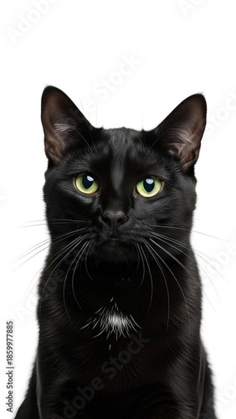 Fototapeta Black Cat Studio Portrait Looking Forward