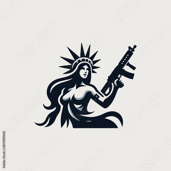 Fototapeta War Goddess With Gun Logo