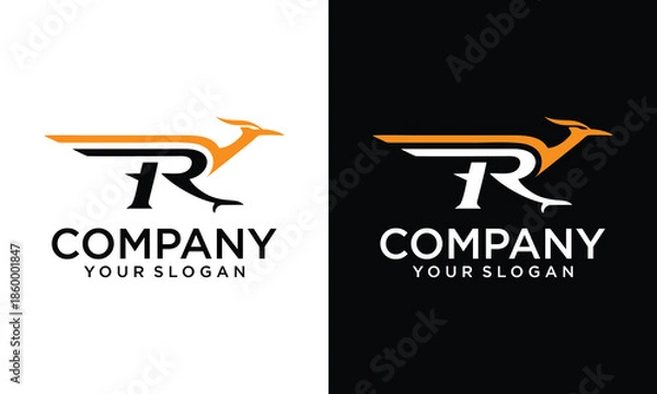 Obraz Creative letter R with road runner logo design vector art	