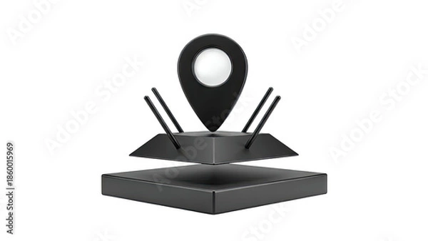 Obraz 3D Location Pin Icon on Geometric Base