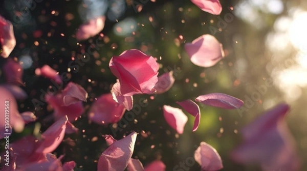 Obraz Pink rose petals falling