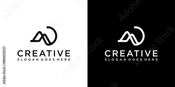 Fototapeta MD or DM initial letter logo design vector