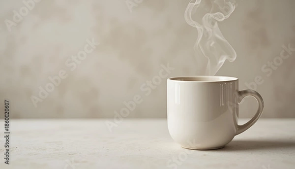 Obraz Minimal White Ceramic Mug With Rising Steam