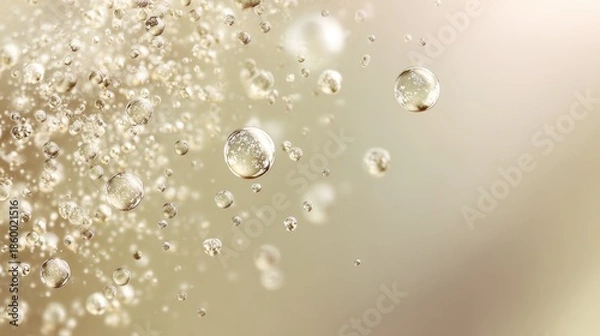 Fototapeta Luxurious Golden Effervescent Bubbles in Liquid - Abstract Sparkling Macro Background