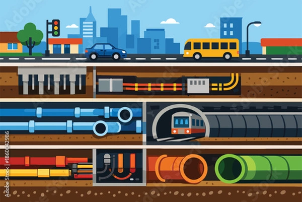 Obraz Underground City Infrastructure Cutaway