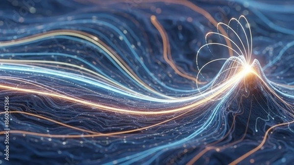 Obraz Abstract Energy Wave Patterns with Light Effects and Depth Illusion