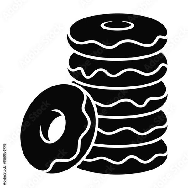 Obraz Stacked donuts Vector, Silhouette, Illustration