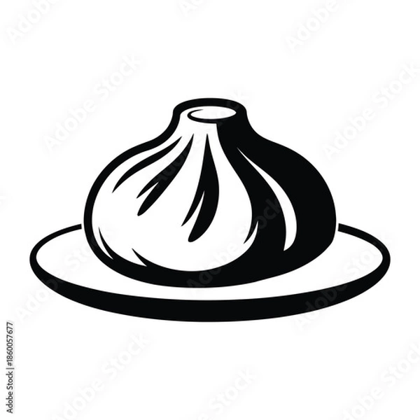 Obraz Dumpling on a plate Vector, Silhouette, Illustration