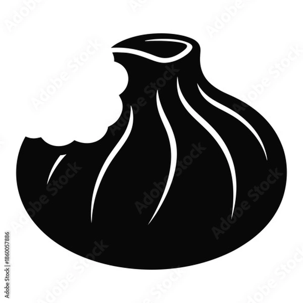 Obraz Dumpling with bite taken Vector, Silhouette, Illustration