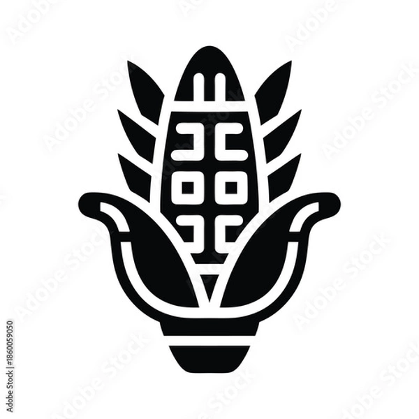Obraz Mayan Corn Glyph Icon Vector Illustration