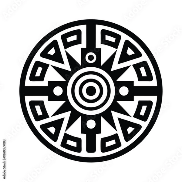 Obraz Mayan Glyph Calendar Icon Vector Illustration