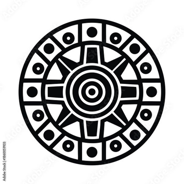 Obraz Mayan Glyph Calendar Icon Vector Illustration