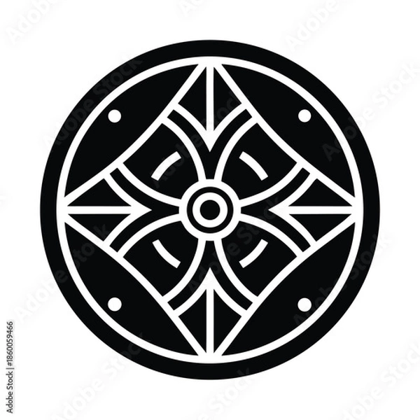 Obraz Norse Shield Circle Icon Vector Illustration