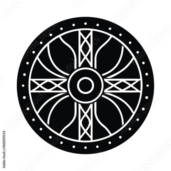 Obraz Norse Shield Circle Icon Vector Illustration