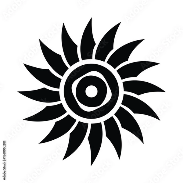 Obraz Tribal Sunburst Swirl Icon Vector Illustration