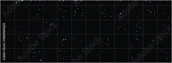 Fototapeta Abstract Black Digital Grid Background with Colorful Particle Noise Effect