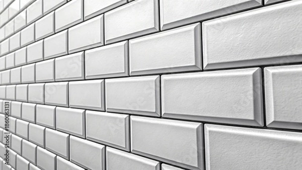 Obraz Modern white brick wall with sleek rectangular tiles