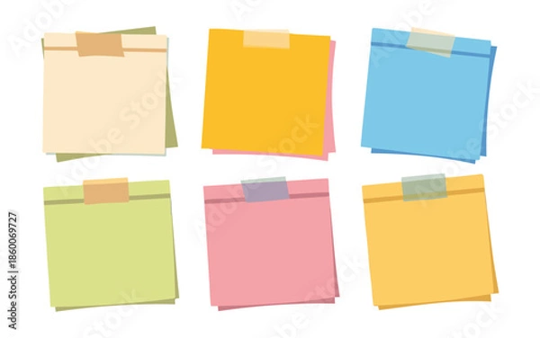 Obraz Colorful sticky notes with tape on white background