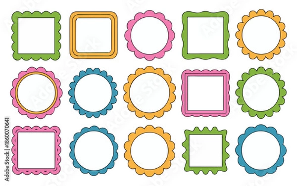 Obraz Colorful scalloped photo frames for creative projects and presentations