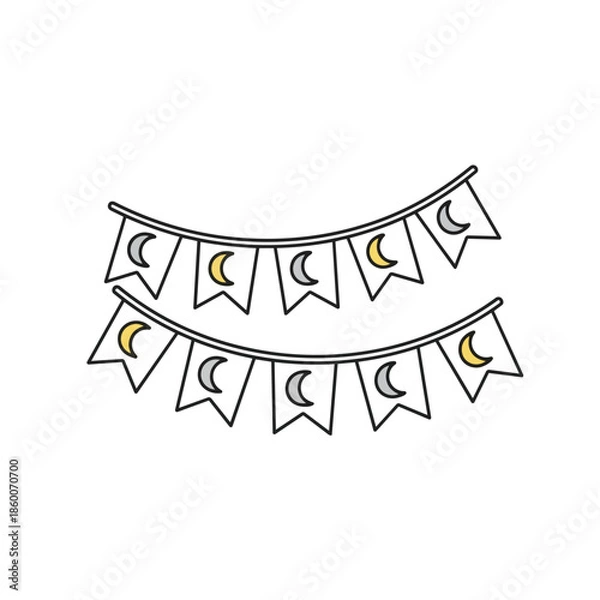 Obraz Moon phase pennant banner isolated on white background