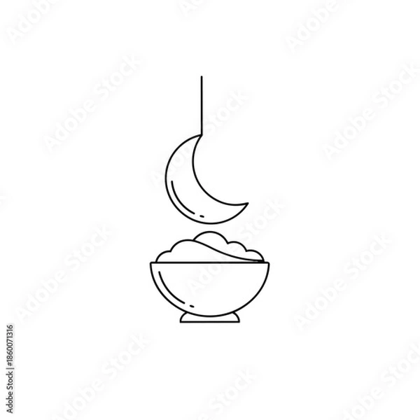 Obraz Bowl with crescent moon isolated on white background