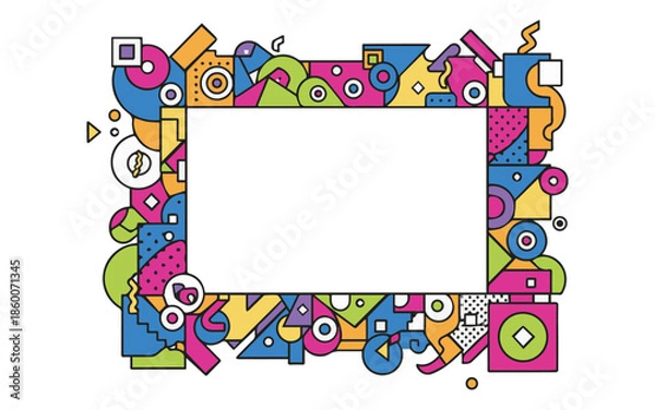 Obraz Vibrant memphis style frame with colorful geometric shapes