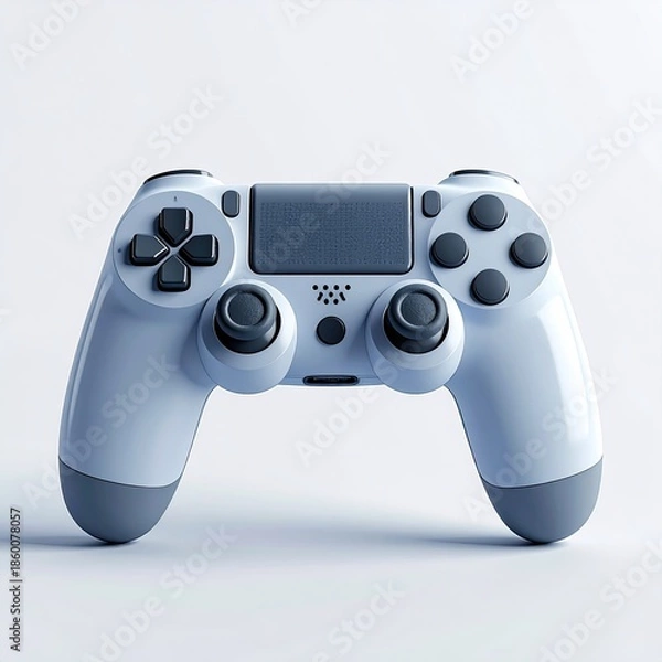 Obraz A modern, light-blue game controller centered on a plain white surface