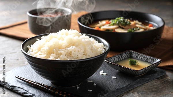 Obraz 白米のイメージ、茶碗に盛られたご飯
