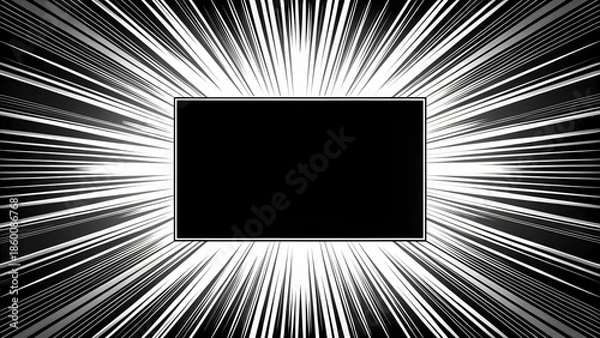 Obraz Dynamic black square with white explosion background