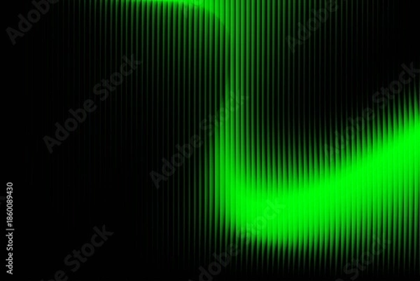 Obraz Dark abstract green wave background with glowing motion and smooth flowing curves, futuristic digital texture for technology design, creative projects and modern wallpapers