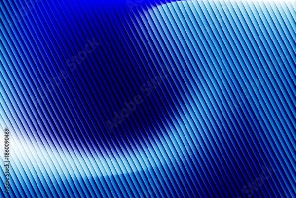 Obraz Dynamic abstract blue wave texture with curved flowing lines and depth effect, modern digital background ideal for technology themes, motion design, wallpapers and creative projects