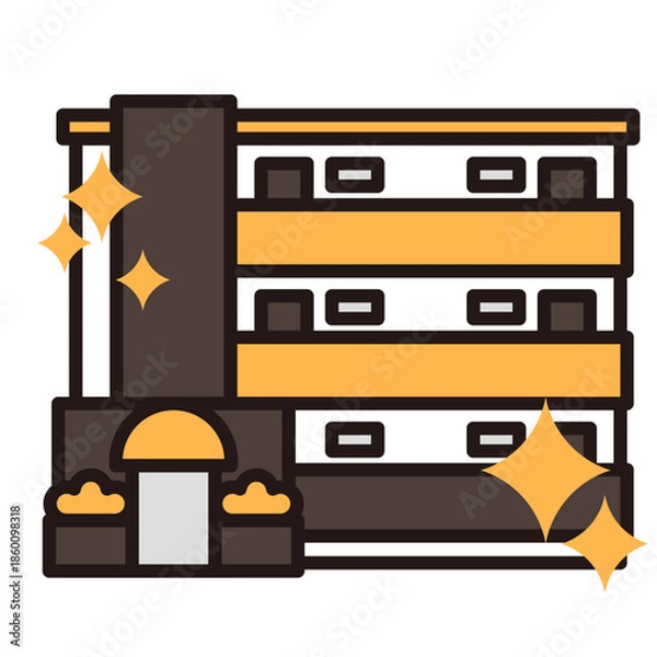 Obraz シンプルなマンションのアイコン+キラキラ