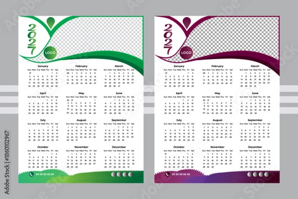 Fototapeta Creative Calendar Design vector template