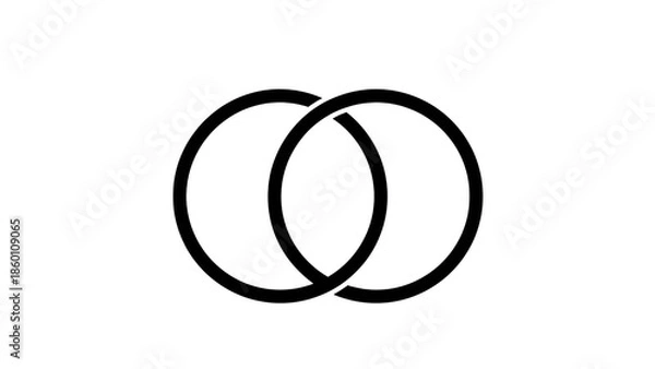 Obraz Minimalist Interlocking White Circles On Black Background