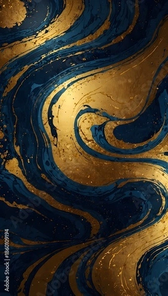 Obraz Luxurious Blue-Gold Abstract Geometric Design