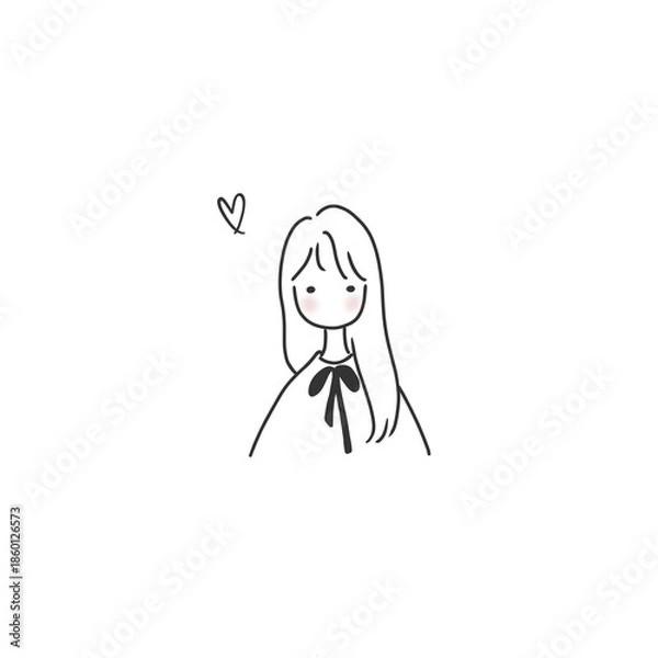 Obraz 療癒系簡約線條畫，女生