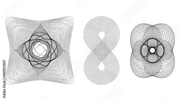 Obraz Abstract Geometric Wireframe Shapes On Black Background