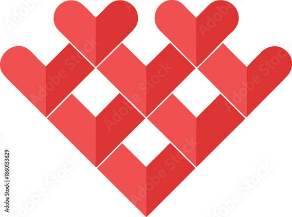 Obraz Interlocking hearts pattern isolated on transparent background, Vector, illustration