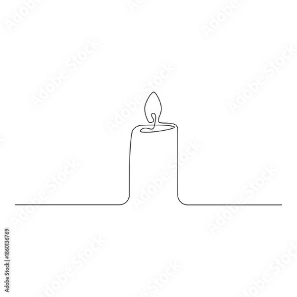 Obraz candle continuous line art vector