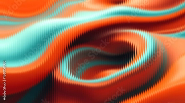 Obraz Vibrant orange and teal abstract wave pattern background