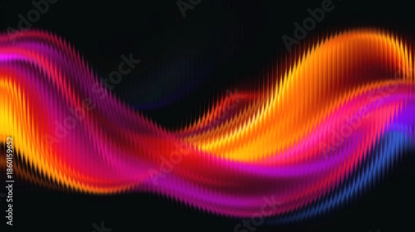 Obraz Vibrant multicolored wave pattern on black background