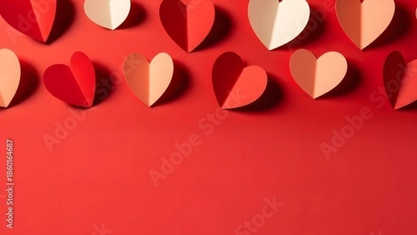 Fototapeta Valentine's day background with red and pink hearts
