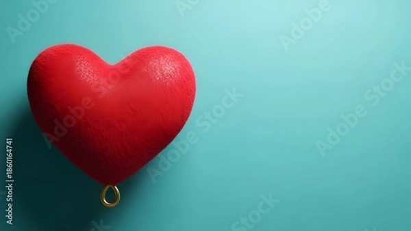 Obraz A red heart shaped balloon on a blue background