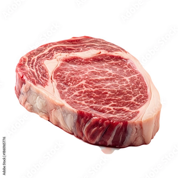 Obraz Raw ribeye steak on black background