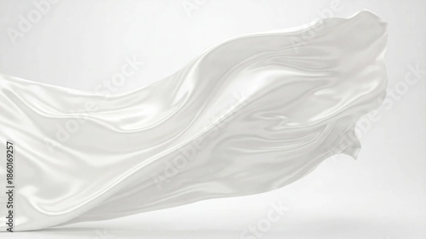 Obraz White silk fabric flowing smoothly presenting elegant wave