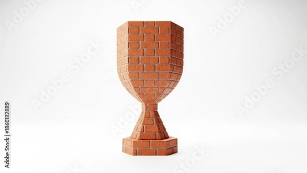 Fototapeta First place Brick trophy cup isolated on white background