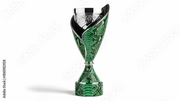 Obraz First place lizard trophy cup isolated on white background