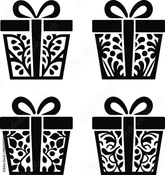 Obraz Decorative Ornamental Gift Box Silhouette Vector Set