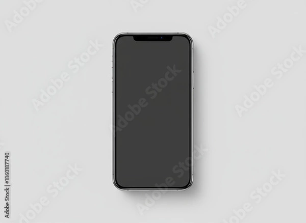 Fototapeta 白背景に配置したスマートフォンの空白画面モックアップ。UIや広告デザインに最適